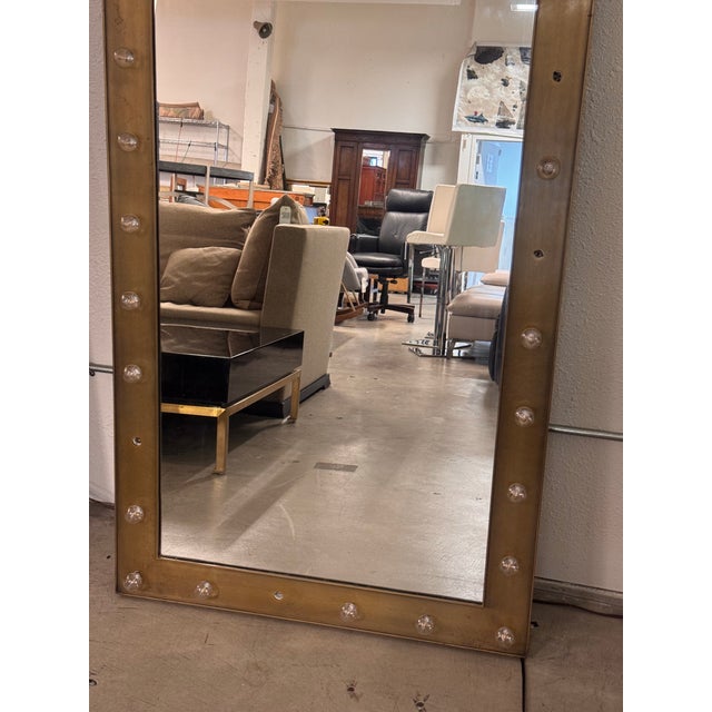 Restoration Hardware Illuminated Leaner Mirror in Aged Brass For Sale - Image 9 of 12