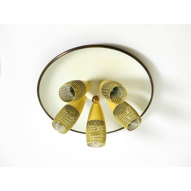 Mid-Century Modern Metal Bag Ceiling Lamp with Round White Reflector, 1950s For Sale - Image 6 of 18