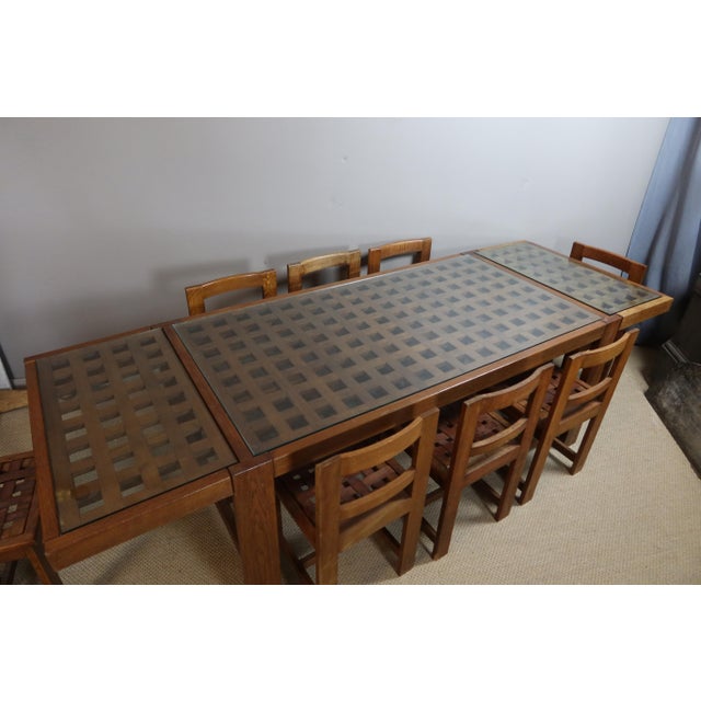 Vintage Oak Dining Table and Chairs, 1950s, Set of 9 For Sale - Image 9 of 16