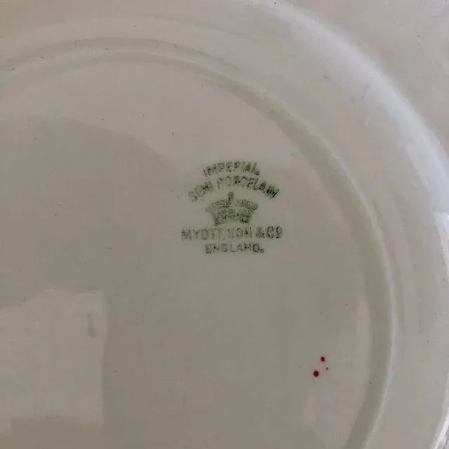 Myott Son & Co. Vintage Imperial Semi Porcelain Myott & Son Co. England Plates- Set of 4 For Sale - Image 4 of 5
