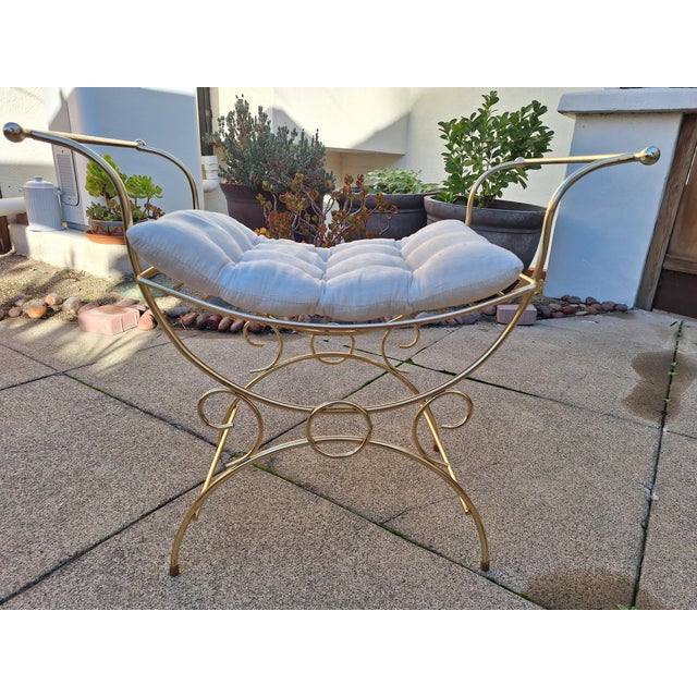 Mid-Century Modern Hollywood Regency Mid-Century Vintage Vanity Bench/Chair 1950's 1960's For Sale - Image 3 of 10