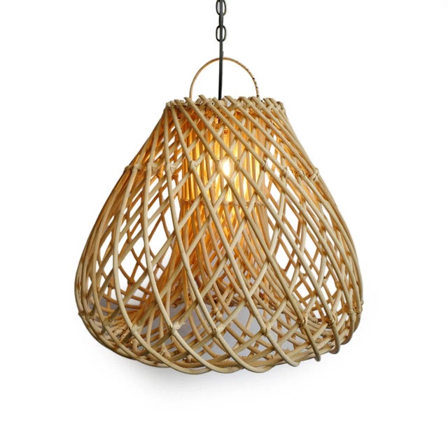 Contemporary Contemporary Rattan Java Drop Pendant Light Small For Sale - Image 3 of 12