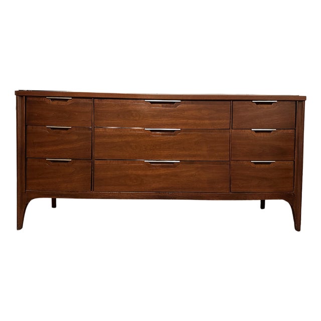 Kent Coffey “Impact” Lowboy 9-Drawer 1960s MCM Mid-Century Mahogany Vintage Danish Inspired Dresser For Sale