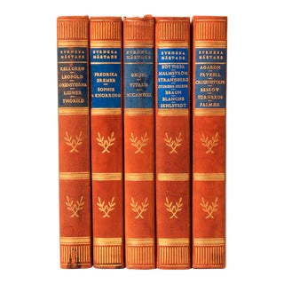 Scandinavian Leather-Bound Books S/5 For Sale