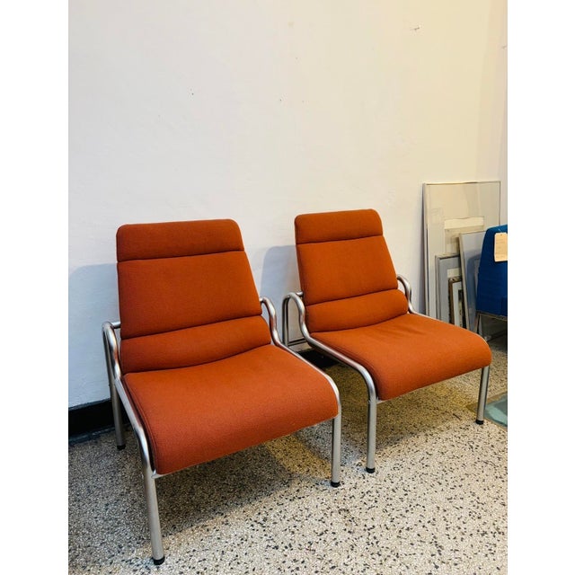 Mid-Century Modern Metal and Wool Lounge Chairs by Martin Stoll, 1980s, Set of 2 For Sale - Image 3 of 11