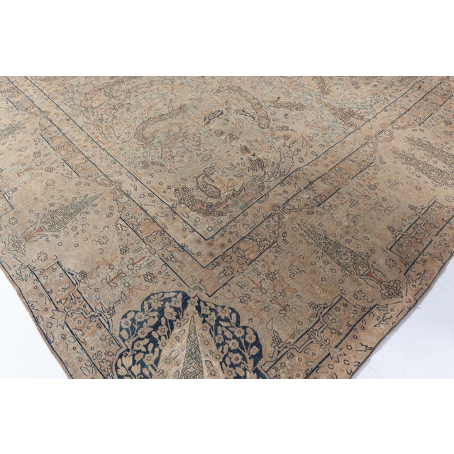 Antique Persian Kirman Animal, Botanic Handmade Wool Rug For Sale - Image 4 of 6