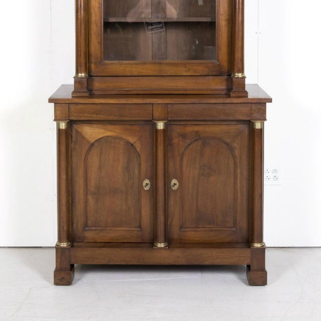 19th Century Period French Empire Walnut Lyonnaise Bibliotheque or Bookcase For Sale - Image 4 of 14