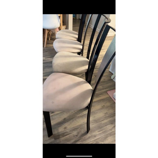 Metal Set of 4 Modern Dining Chairs With Brushed Metal Backs For Sale - Image 7 of 11