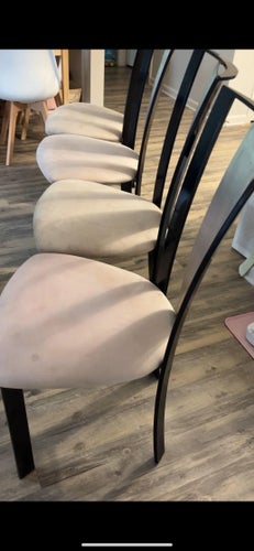 Set of 4 Modern Dining Chairs With Brushed Metal Backs Dining Chairs