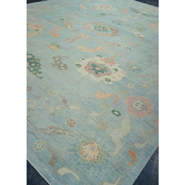 Blue Turkish Oushak Rug 12'3" x 15'5" #20404 For Sale - Image 8 of 8
