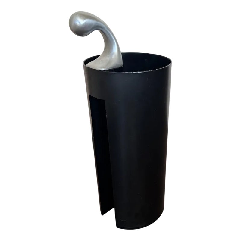 Modernist Italian Metal And Black Abs Umbrella Stand Model Golf By Magis, 1980s