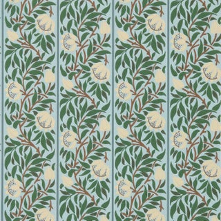 Morris & Co. Peony Trellis Wallpaper in Soft Blue/Nettle- a sample For Sale