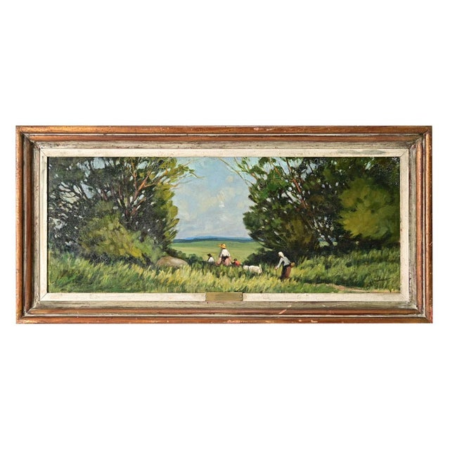 French French Vintage Framed Landscape Painting For Sale - Image 3 of 11