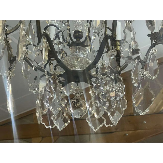 Six-Light Chandelier in Bronze and Cut Crystal For Sale - Image 6 of 9