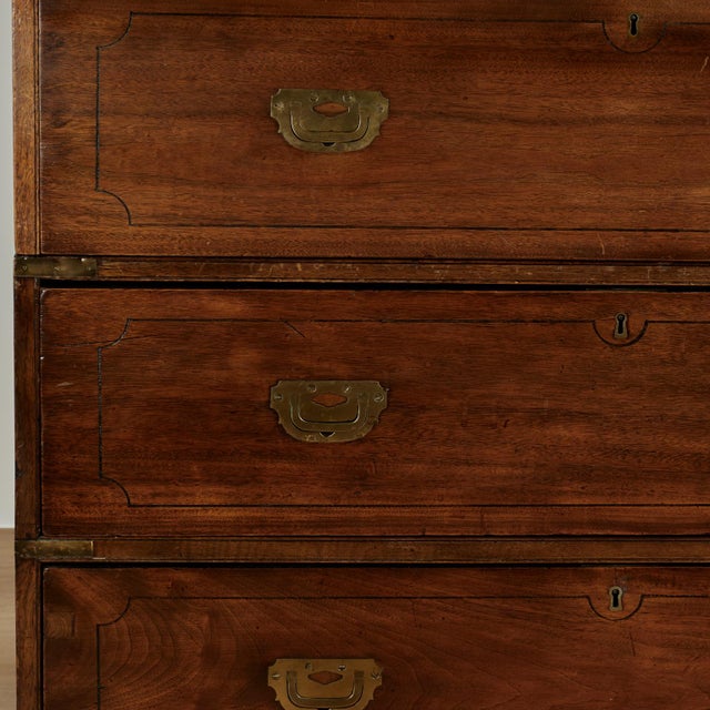 Mid 19th Century Antique British Colonial Campaign Chest of Drawers For Sale - Image 5 of 16