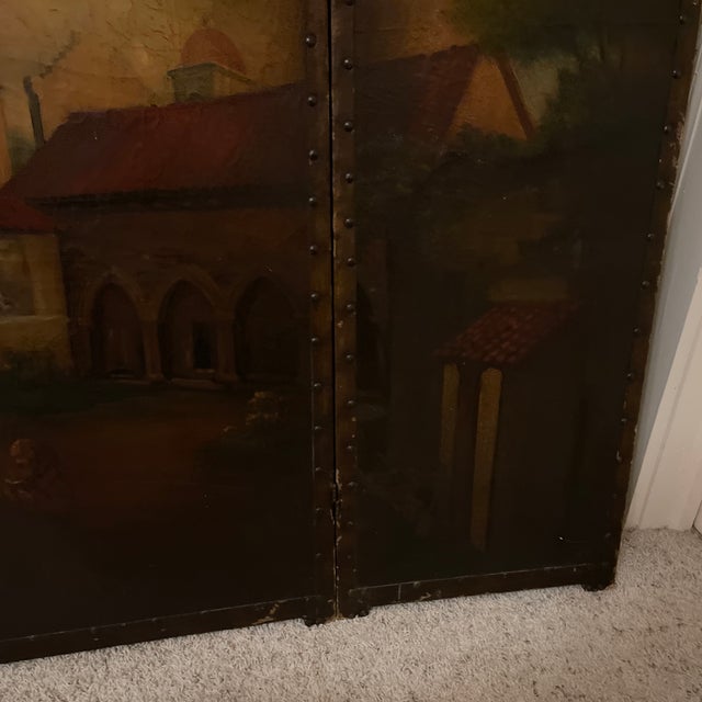 Late 19th Century 3 Panel Hand Painted Screen For Sale - Image 5 of 12