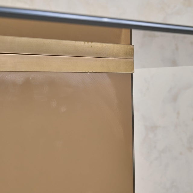 Modern Italian Bronze Mirrored Dining Table Attributed to Gavina, 1975 For Sale - Image 3 of 12