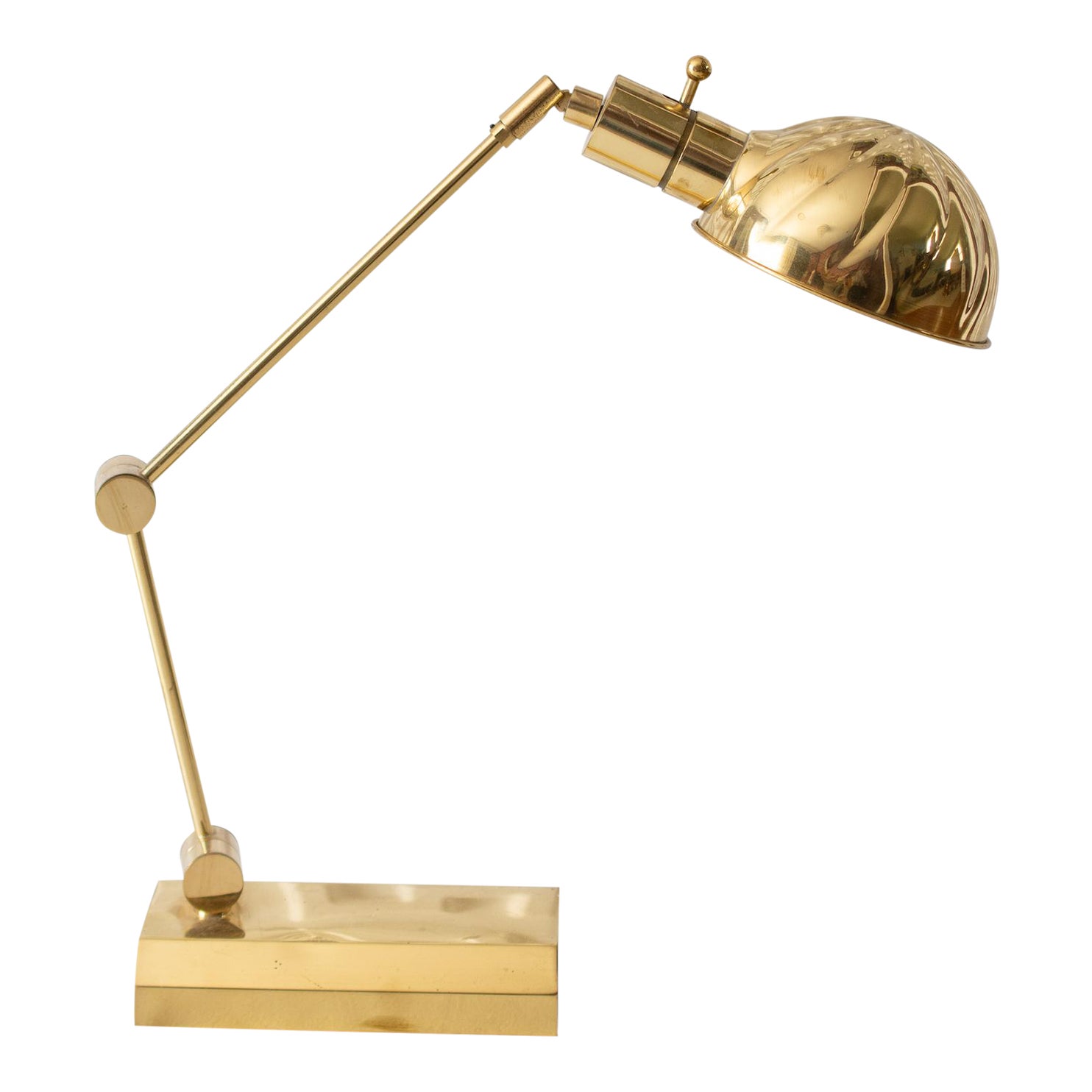 MidCentury Polished Brass Task Desk Lamp with Dome Shade Chairish