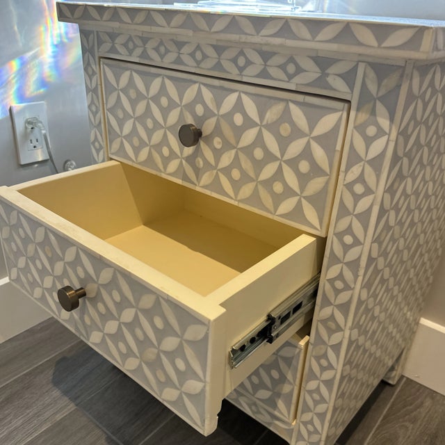 Restoration Hardware seashell nightstand. Matches the seashell desk. Small perfect for a bed side. Barely Used. Beautiful