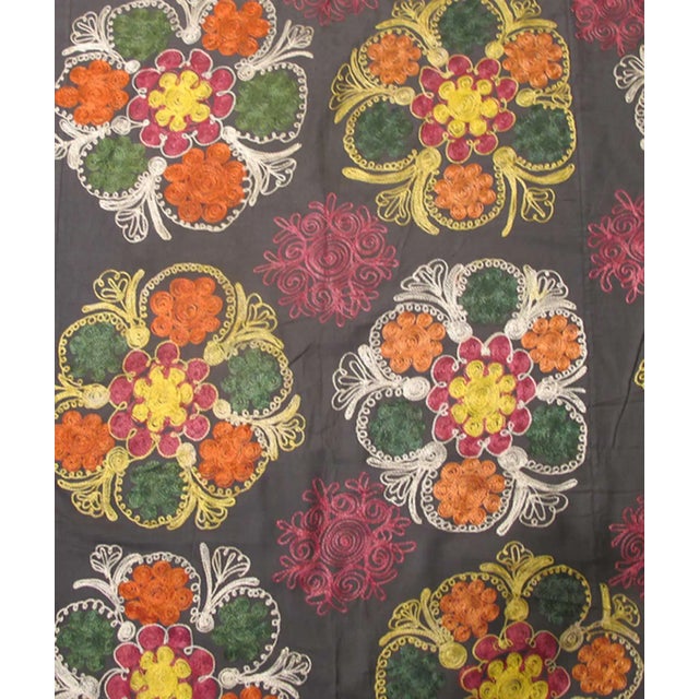 Large Vintage Suzani With All-Over Embroidery For Sale - Image 4 of 7