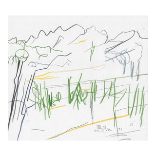 1993 Norbert Voelkel Modern Landscape Drawing For Sale