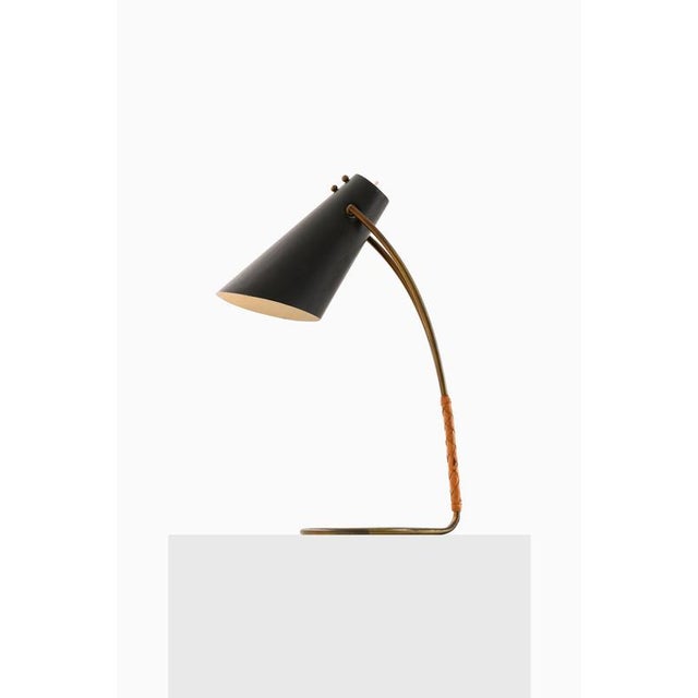 1950s Table Lamp in Brass with Leather and Metal by Svend Aage Holm Sørensen, 1950s For Sale - Image 5 of 10