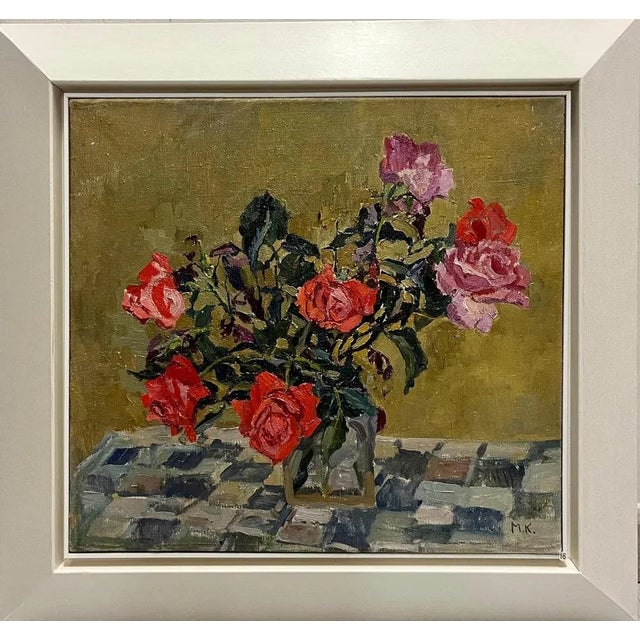 Pink Maya Kopitzeva, Red Roses, 1968, Oil For Sale - Image 8 of 8