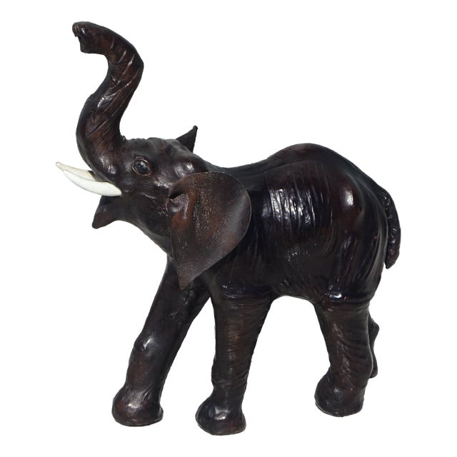 Asian Leather Elephant Figurine, 1960s For Sale