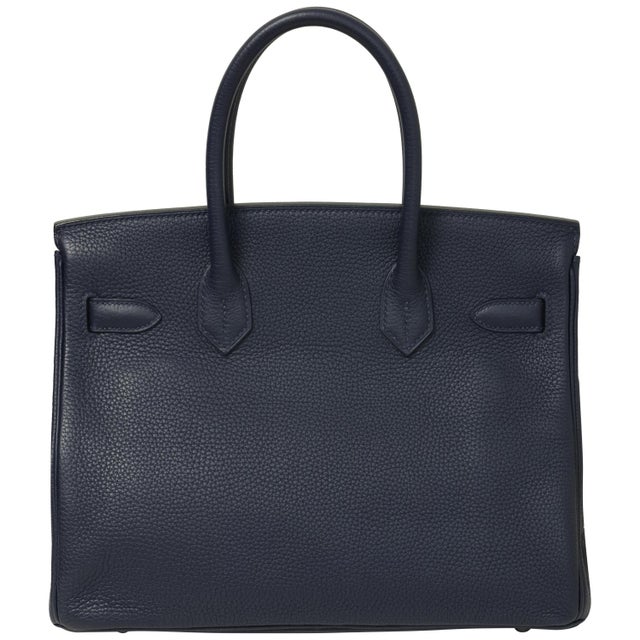 Hermès Birkin 30 Verso Bleu Indigo Togo Palladium Hardware 2018 For Sale In New York - Image 6 of 7