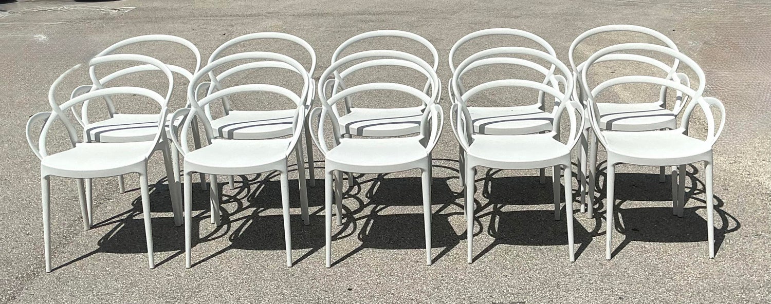 Vintage Set of 10 Mila Stacking Chairs by Siesta - Back view