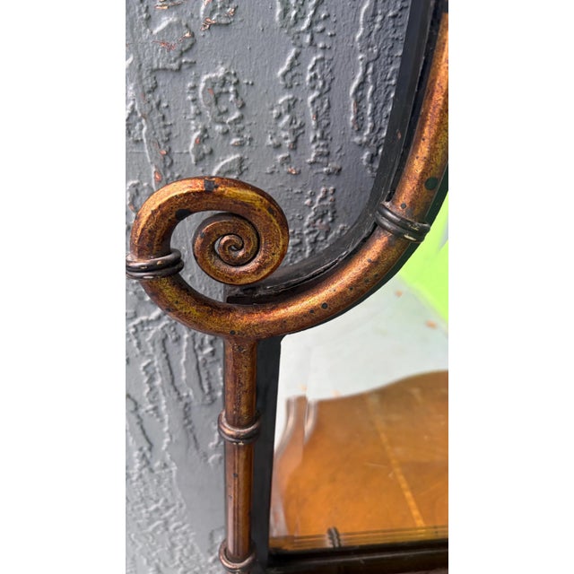 Asian Faux Bamboo Black and Gold Pagoda Mirror For Sale - Image 3 of 4