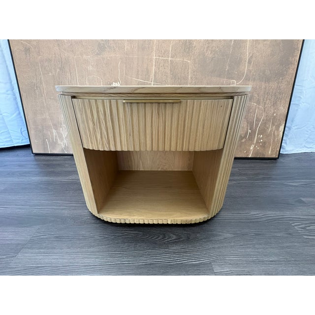 Rh Byron Open Nightstand – 32" Light Oak | American White Oak | Reeded Detail | Soft-Close Drawer For Sale - Image 11 of 18