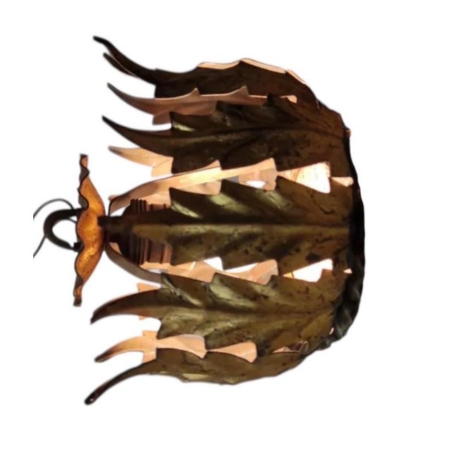 Gold Spanish Crown Sunburst Wall Lights in Gilt Metal, 1950, Set of 2 For Sale - Image 8 of 9