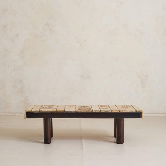 French Figural Ceramic Tile Coffee Table by Roger Capron, 1970s For Sale In Chicago - Image 6 of 11