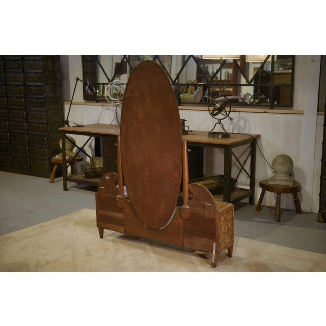 Wood Art Deco Cheval Mirror attributed to Octave Dupont, 1930s For Sale - Image 7 of 15