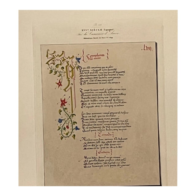 Silvestre Universal Palaeography Plate 209: 16th C. Spanish Cançoner For Sale