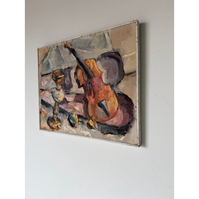 1974 Edward Urban Impressionist Still Life Oil on Canvas Painting, Wood Framed For Sale - Image 4 of 11