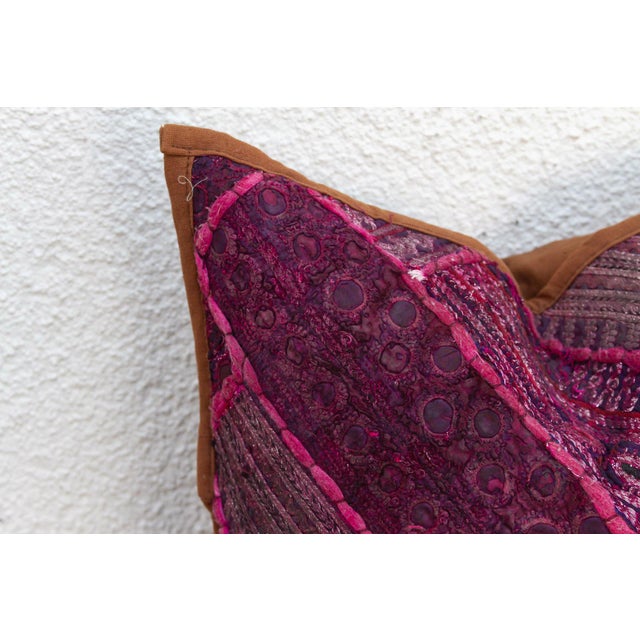 Royal Magenta Antique Jaisalmer Pillow For Sale - Image 4 of 6