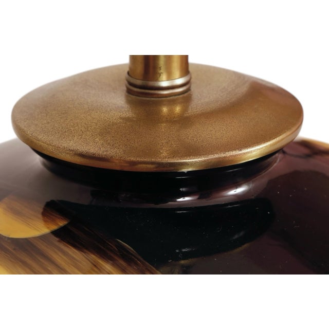 Late 20th Century Japanese Hand Painted Heron Ceramic Table Lamp For Sale - Image 5 of 8