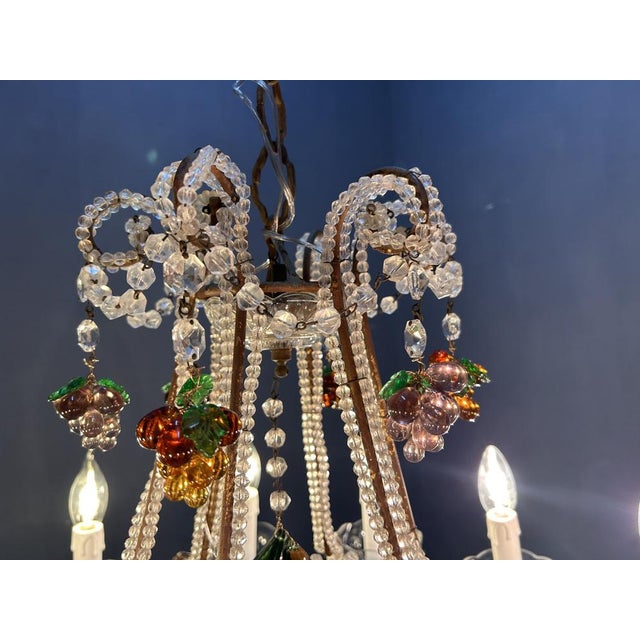 Murano Glass Fruit Crystal Beaded Chandelier, Italy, 1960s For Sale - Image 4 of 10