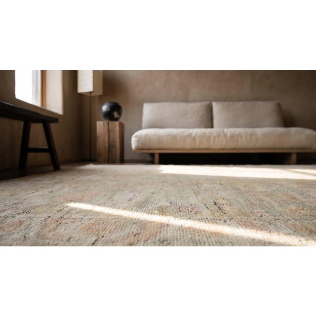 1920s White Cream Geometric Antique Indian Agra Cotton Rug 4'0" X 6'6" Handknotted Carpet For Sale - Image 9 of 9