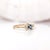 2020s Cute Sapphire Ring W Earth Mined Diamonds in Solid 14k Yellow Gold | Round 4mm, Size 6.75 For Sale - Image 5 of 11