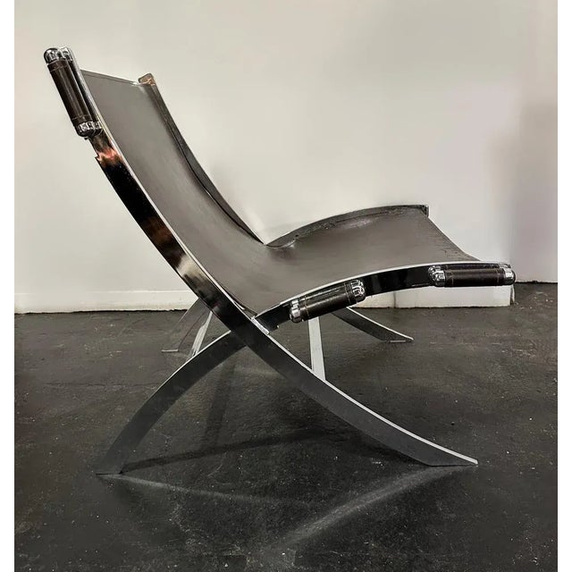 Mid-Century Modern Leather Scissor Chair by Antonio Citterio for Flexform Italia, 1980s For Sale - Image 3 of 9