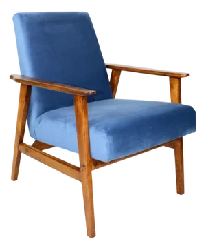Vintage Fox Easy Chair with Ocean Blue Upholstery, 1970s