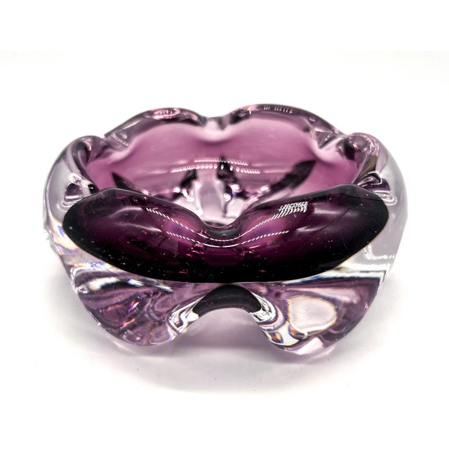 Purple Mid-Century Signed Åfors Bosse ‘Lila’ Amethyst Purple Sommerso Scandinavian Art Glass Bowl – Scandinavian Modern, Contemporary For Sale - Image 8 of 13