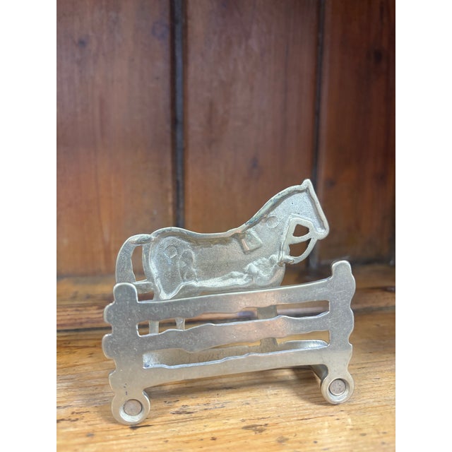Vintage English Brass Horse Letter Rack For Sale - Image 4 of 4