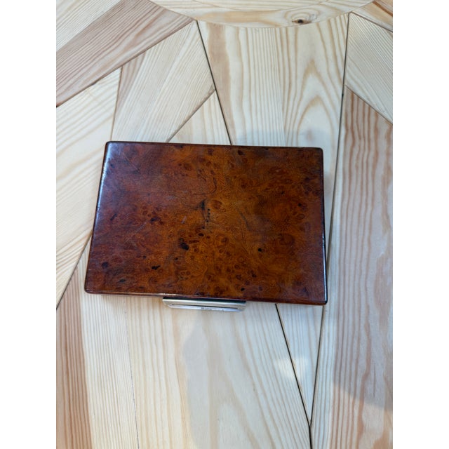 1970s Vintage Italian Burlwood Travel Vanity Box With Mirror For Sale - Image 5 of 6