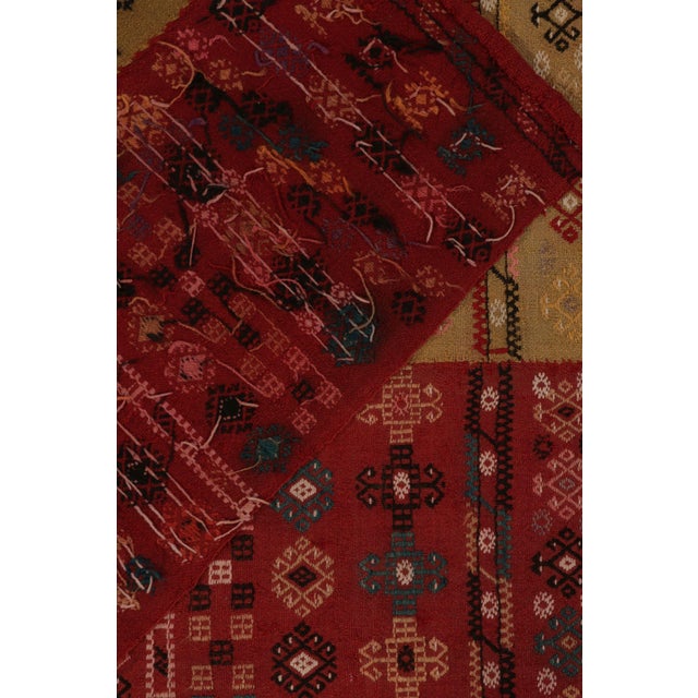 Textile Antique Russian Verneh Kilim in Red, Beige & Black Panels, Geometric Patterns For Sale - Image 7 of 7