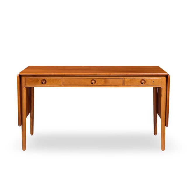 Wood Hans Wegner for Andreas Tuck at-305 Mid Century Danish Teak Drop Side Desk For Sale - Image 7 of 13