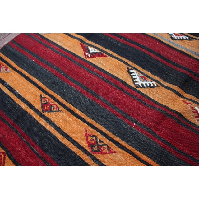 1960s Southwestern Red Striped Oushak Natural Kilim Rug For Sale - Image 12 of 13